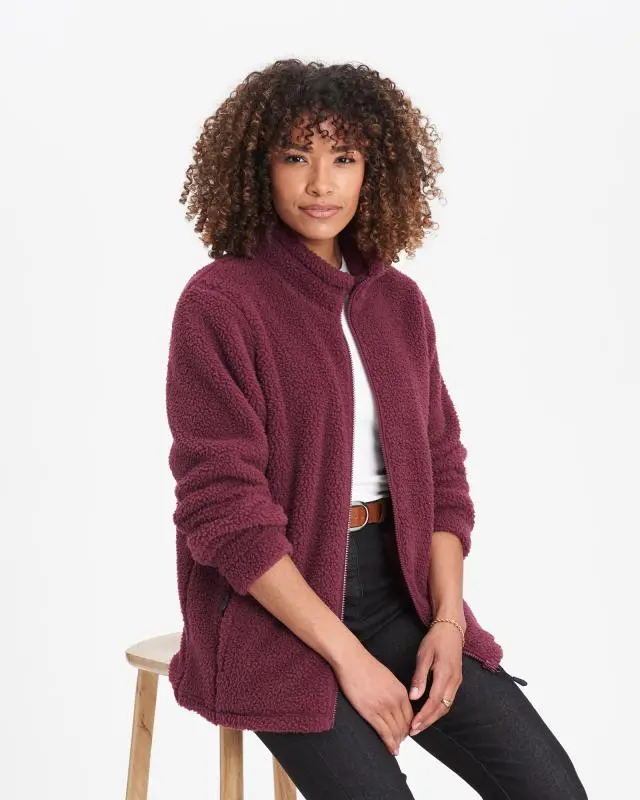 Cotton Traders Sherpa Fleece Jacket in Red, 100% Polyester