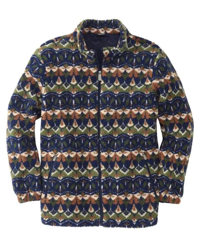Cotton Traders Sherpa Fleece Jacket in Green, 100% Polyester