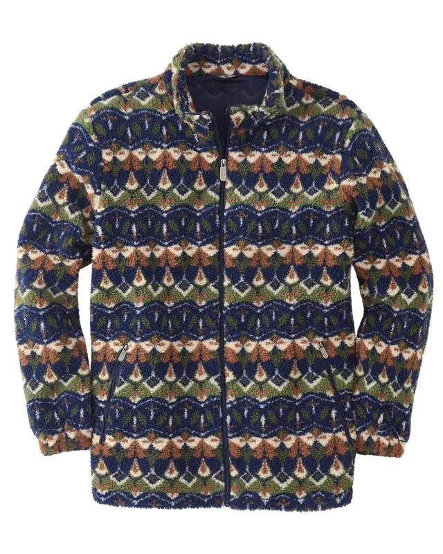 Cotton Traders Sherpa Fleece Jacket in Green, 100% Polyester