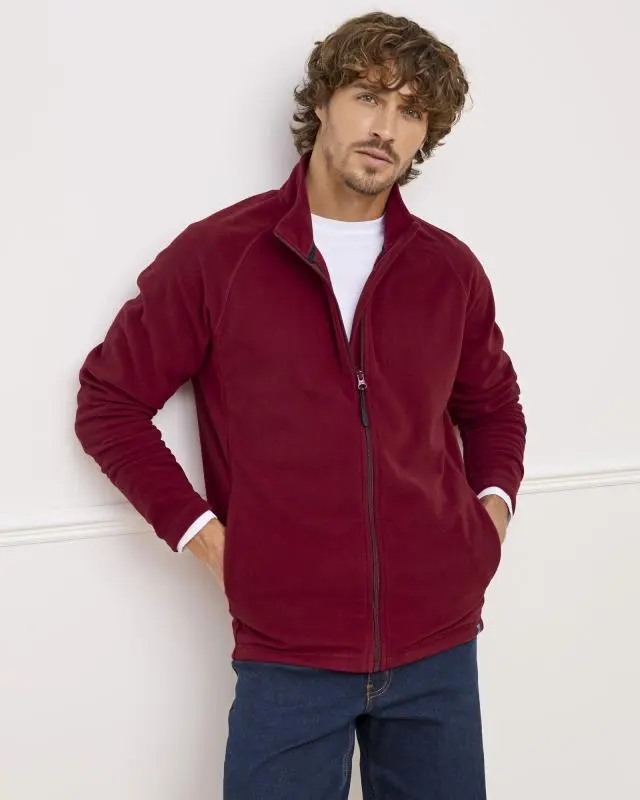 Cotton Traders Recycled Microfleece Jacket in Red, 100% Polyester