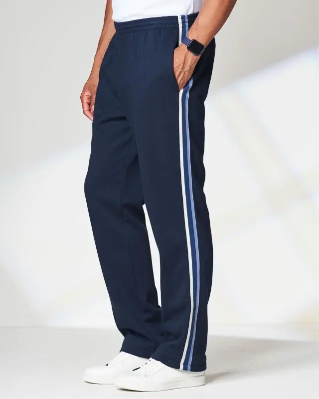 Cotton Traders Side Detail Jog Pants in Navy, Cotton/Polyester