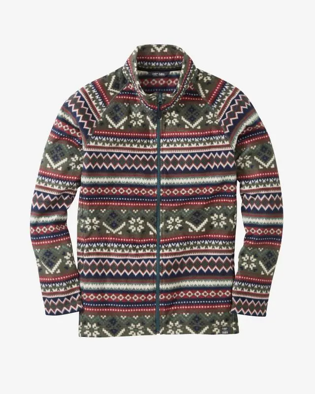 Cotton Traders Lightweight Printed Microfleece Zip Through Jacket in Navy, 100% Polyester