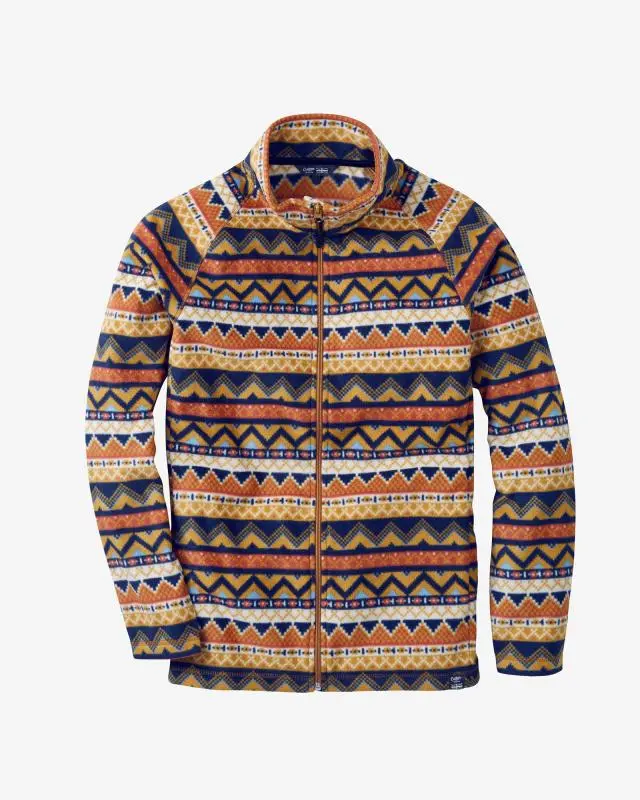 Cotton Traders Lightweight Printed Microfleece Zip Through Jacket in Orange, 100% Polyester