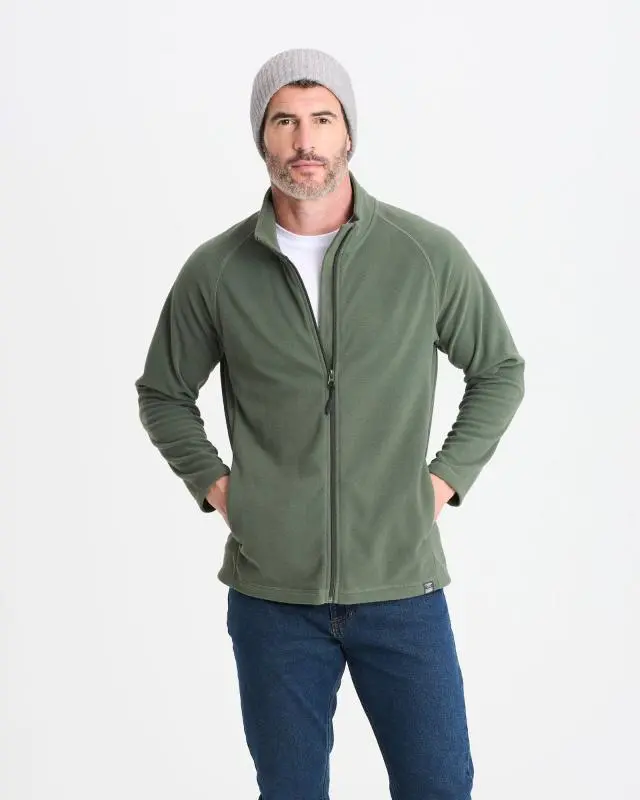 Cotton Traders Lightweight Microfleece Zip Through Jacket in Green, 100% Polyester