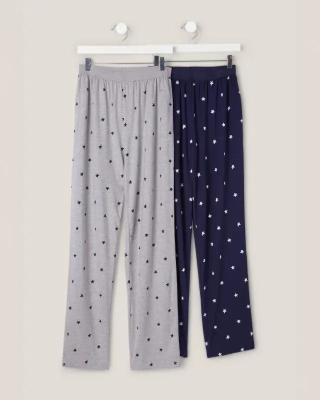 Cotton Traders Women's 2 Pack Cotton Rich PJ Bottoms, 100% Cotton