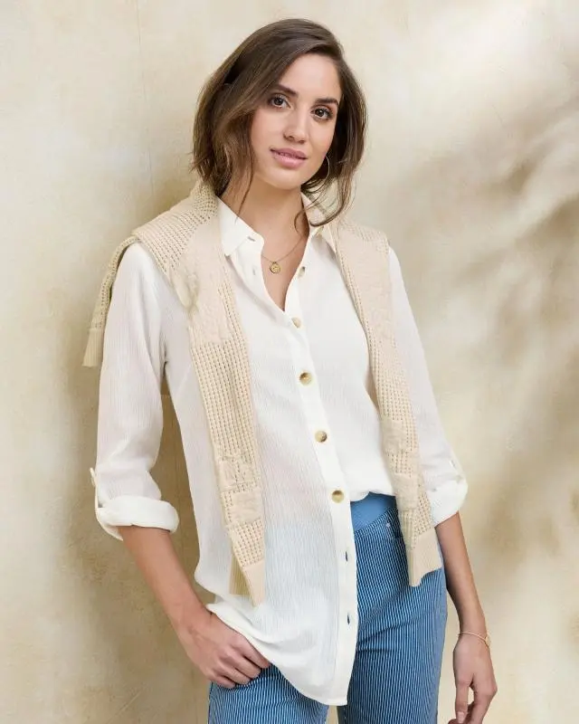 Cotton Traders Women's Cotton Shirt in White, 100% Cotton