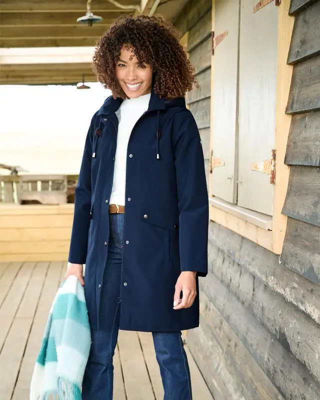 Cotton Traders Women's All-Weather Fleece Lined Waterproof Coat in Navy, 100% Polyester