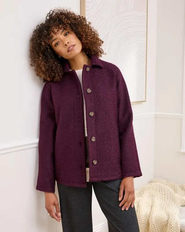 Cotton Traders Women's Fleece Jacket in Purple, 100% Polyester