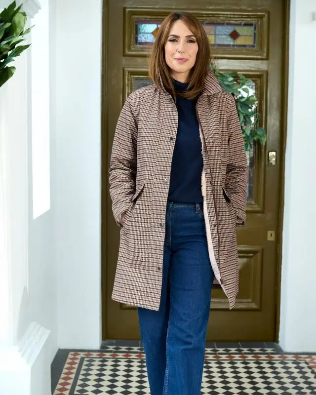 Cotton Traders Women's All-Weather Fleece Lined Printed Waterproof Coat in Beige, 100% Polyester