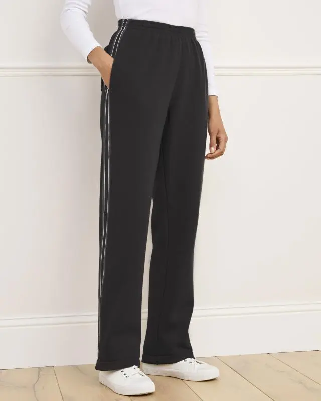 Cotton Traders Side Detail Jog Pants in Black, Cotton/Polyester