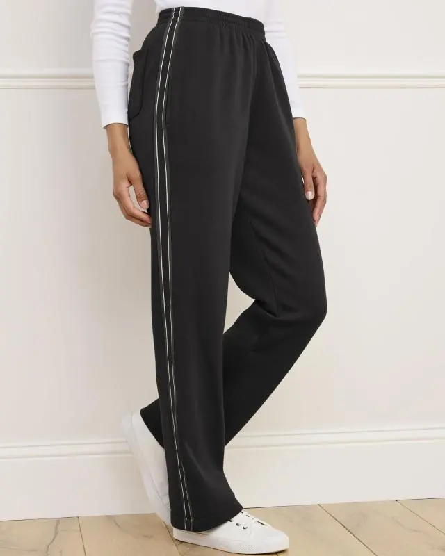 Cotton Traders Side Detail Jog Pants in Black, Cotton/Polyester