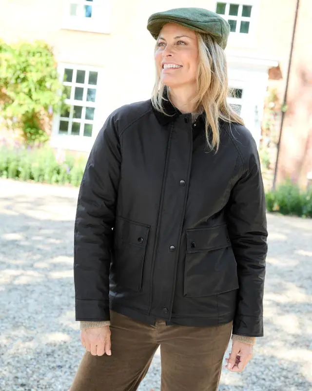 Cotton Traders Women's Wax Look Jacket in Black, 100% Cotton