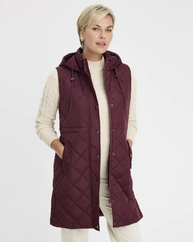 Cotton Traders Women's Longline Gilet in Brown, 100% Polyester