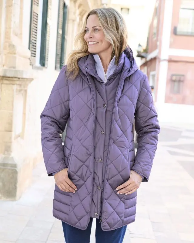 Cotton Traders Women's Quilted Padded Jacket in Purple, 100% Polyester