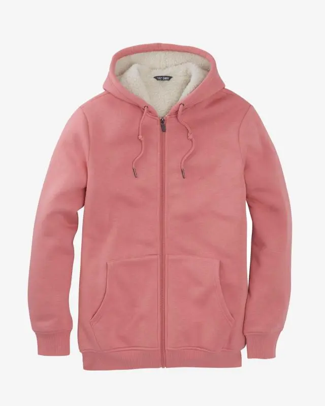 Cotton Traders Fleece Lined Zip Through Jersey Jacket in Pink, 100% Polyester