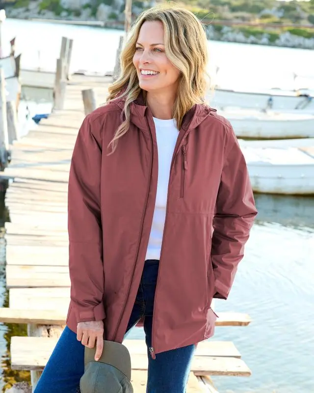 Cotton Traders Quilt Lined Waterproof Jacket in Pink, 100% Polyester