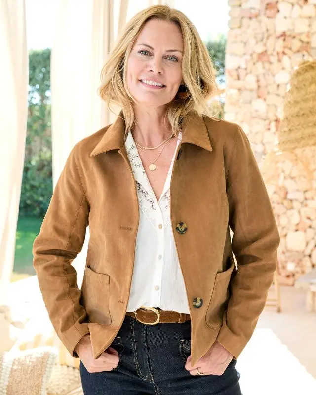 Cotton Traders Women's Mock Suede Jacket in Brown, 100% Polyester