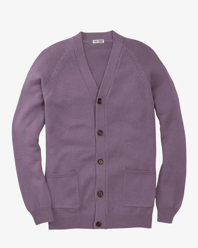 Cotton Traders Cotton Button Through Cardigan in Purple, 100% Cotton
