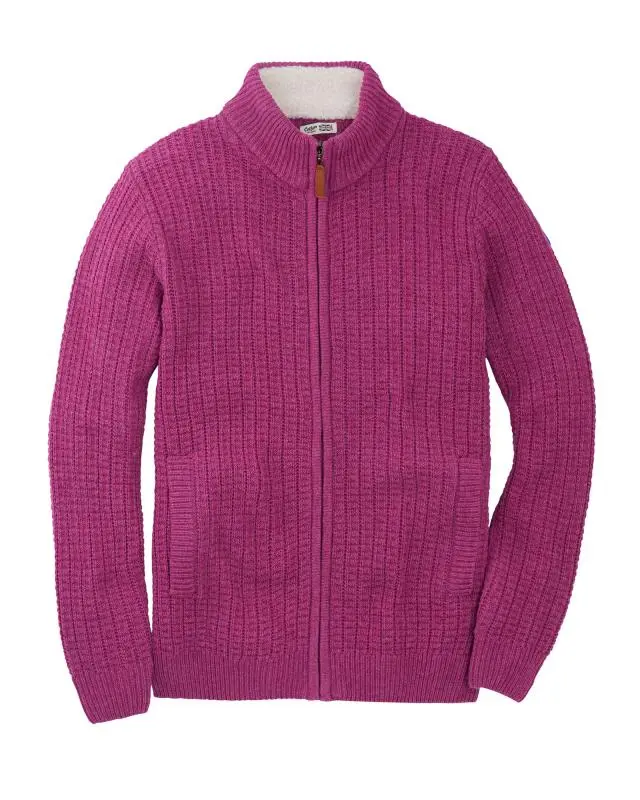Cotton Traders Sherpa Trim Cardigan in Pink, 100% Cotton