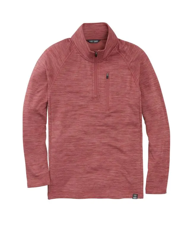 Cotton Traders Stretch Half Zip Top in Orange, Rubber