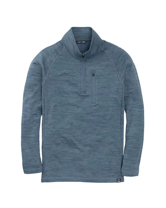 Cotton Traders Stretch Half Zip Top in Blue, Rubber