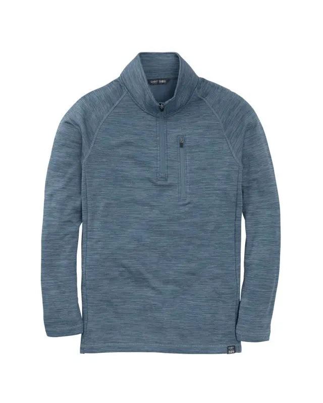 Cotton Traders Stretch Half Zip Top in Blue, Rubber