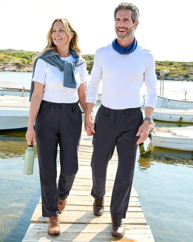 Cotton Traders Stretch Walking Trousers in Blue, Polyamide/Elastane