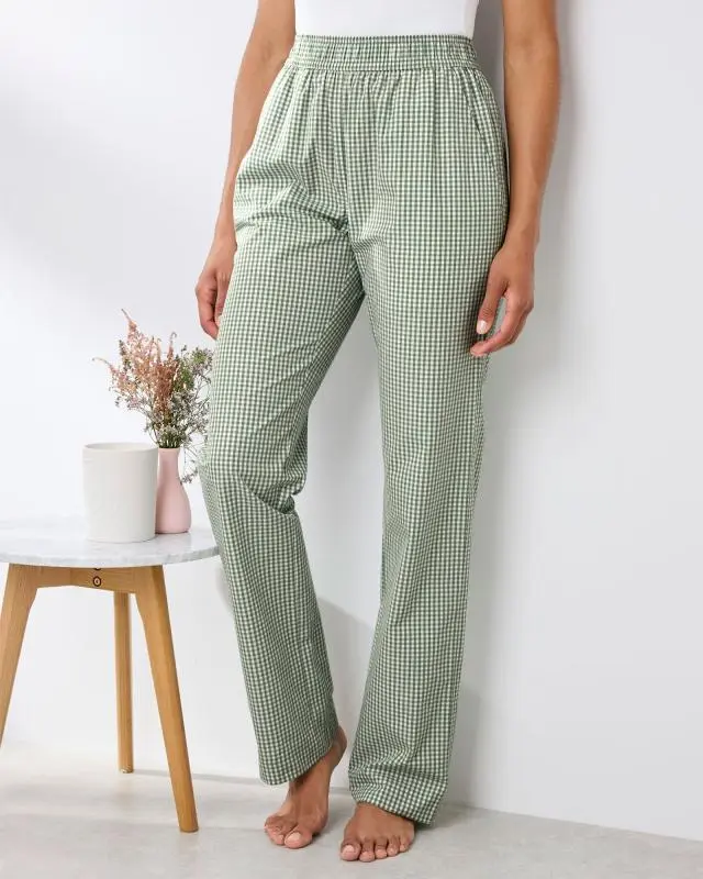 Cotton Traders Women's Cotton Lounge Trousers in Green, 100% Cotton