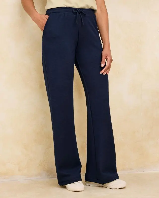 Cotton Traders Women's Soft Touch Wide Leg Jogger in Blue, Polyester/Elastane