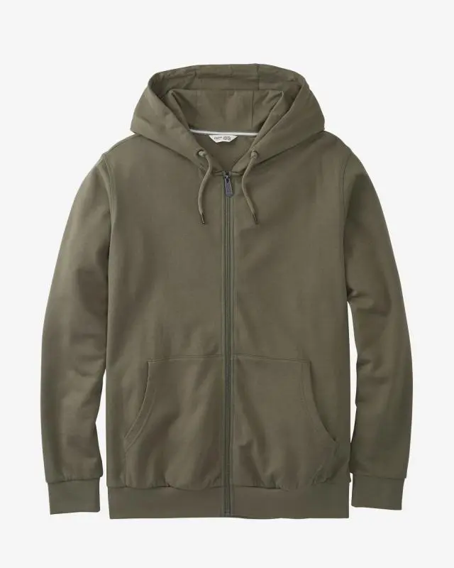 Cotton Traders Cotton Hooded Zip Through Sweat Top in Green, 100% Cotton