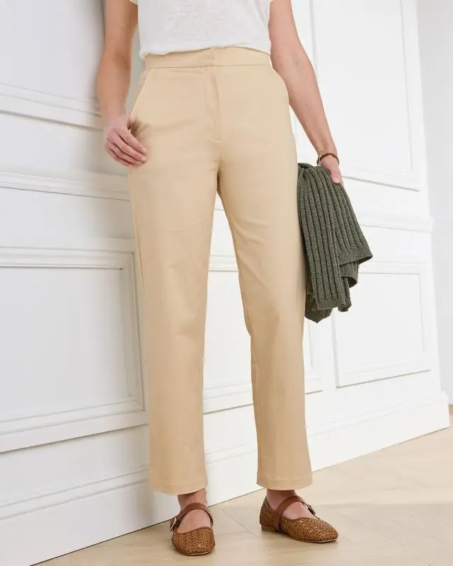 Cotton Traders Women's Ankle Grazer Chino Trouser in Beige, Cotton/Elastane