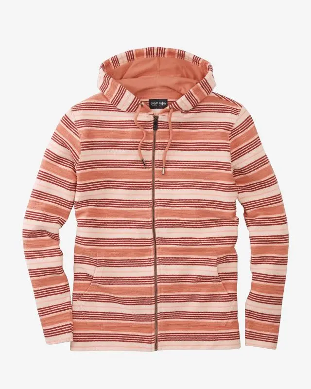 Cotton Traders Stripe Hooded Zip Through Coastal Top in Orange, 100% Cotton