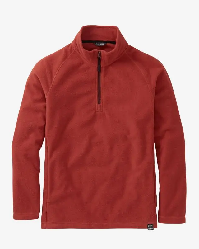 Cotton Traders Microfleece Half Zip Top in Red, Rubber