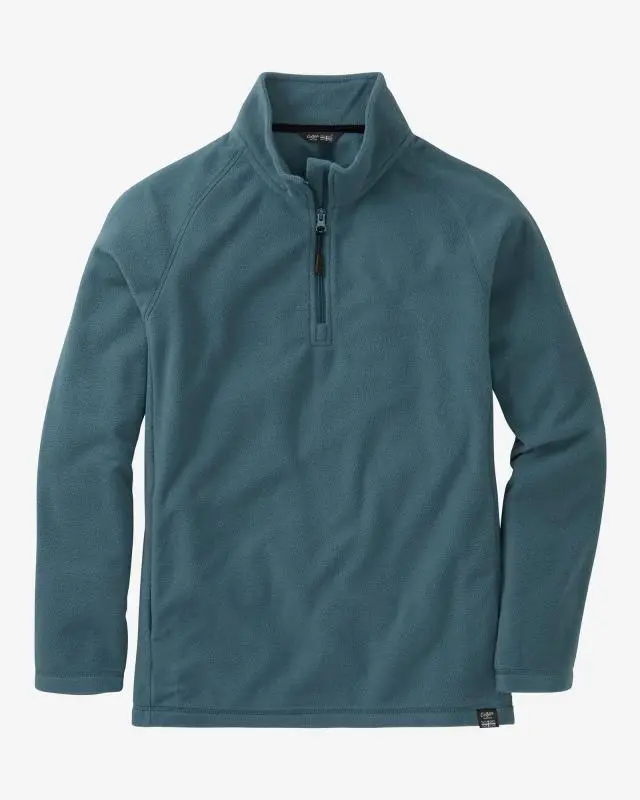 Cotton Traders Microfleece Half Zip Top in Blue, Rubber