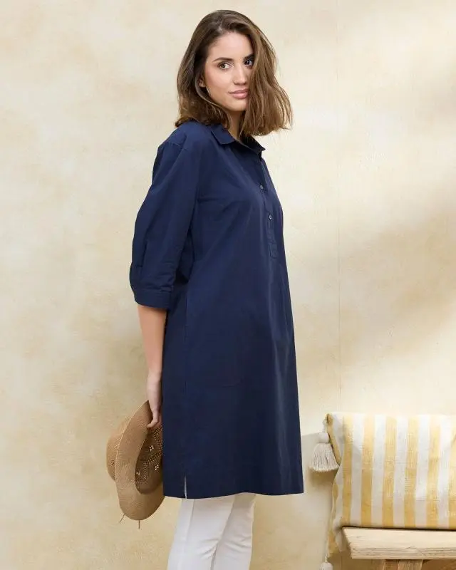 Cotton Traders Women's Cotton Tunic in Navy, 100% Cotton