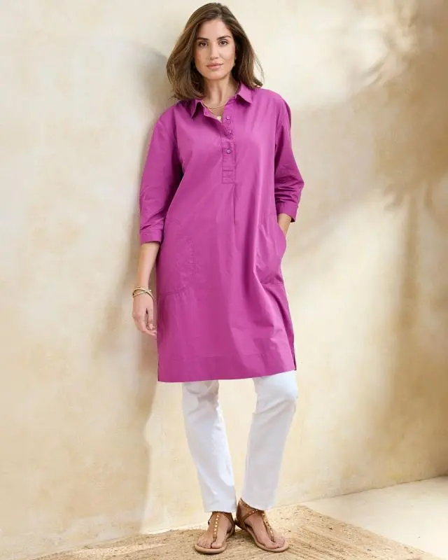 Cotton Traders Women's Cotton Tunic in Pink, 100% Cotton