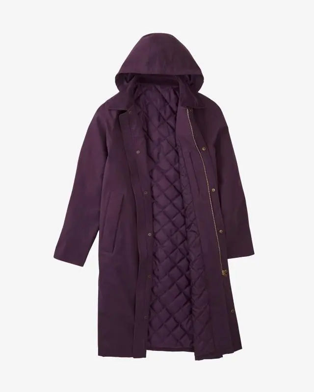 Cotton Traders Camborne Quilt Lined Coat in Purple, 100% Cotton