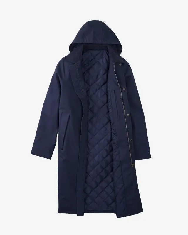 Cotton Traders Camborne Quilt Lined Coat in Blue, 100% Cotton