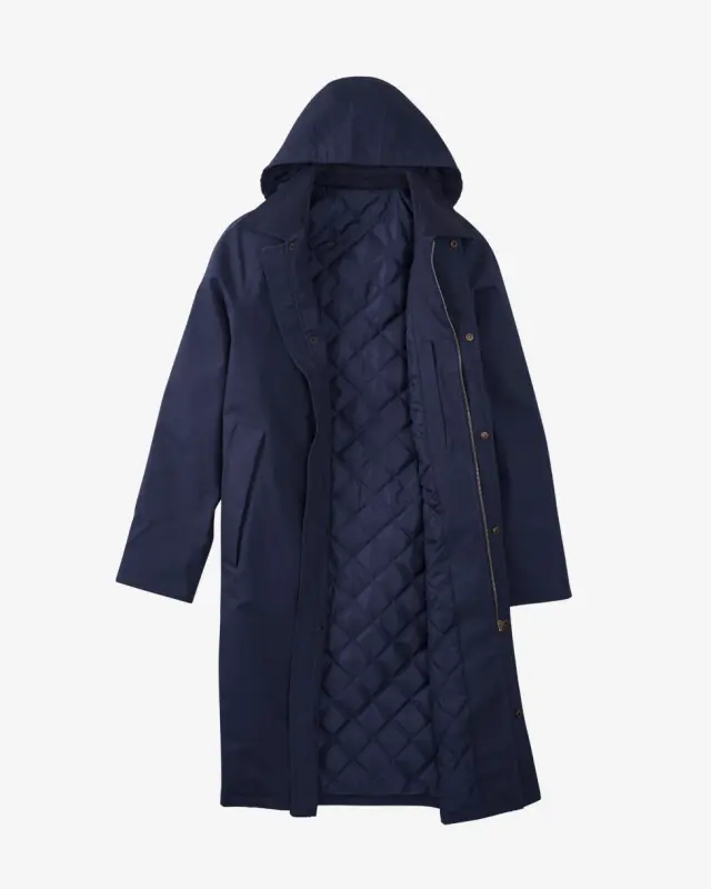 Cotton Traders Camborne Quilt Lined Coat in Blue, 100% Cotton