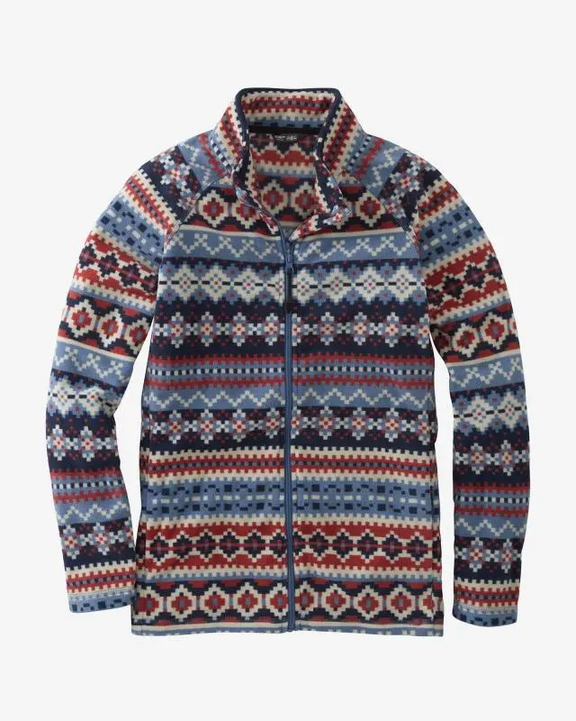 Cotton Traders Lightweight Microfleece Zip Through Printed Jacket in Blue, 100% Polyester