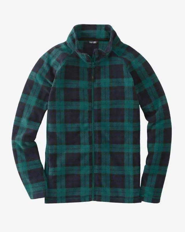 Cotton Traders Lightweight Microfleece Zip Through Printed Jacket in Green, 100% Polyester