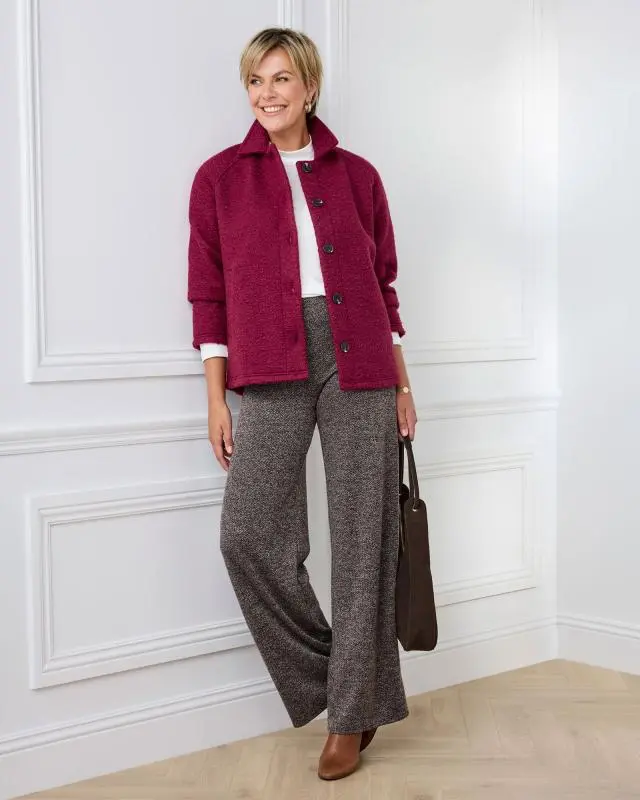 Cotton Traders Women's Textured Jacket in Red, 100% Polyester