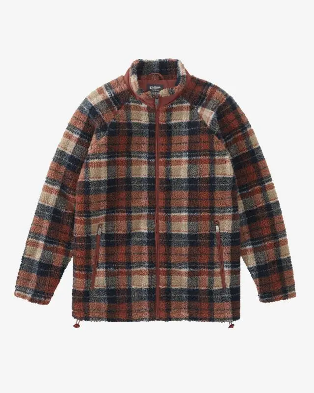 Cotton Traders Printed Borg Fleece Jacket in Brown, 100% Polyester