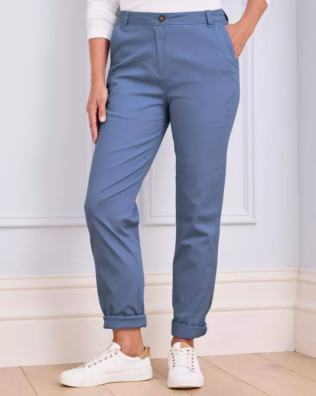 Cotton Traders Women's Casual Chino Trousers in Blue