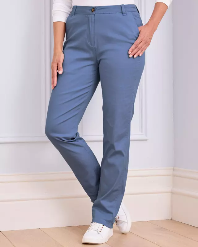 Cotton Traders Women's Casual Chino Trousers in Blue