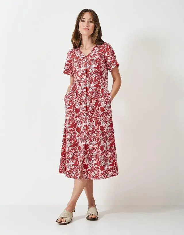 Crew Clothing Jenna Darted Lyocell Dress in Red