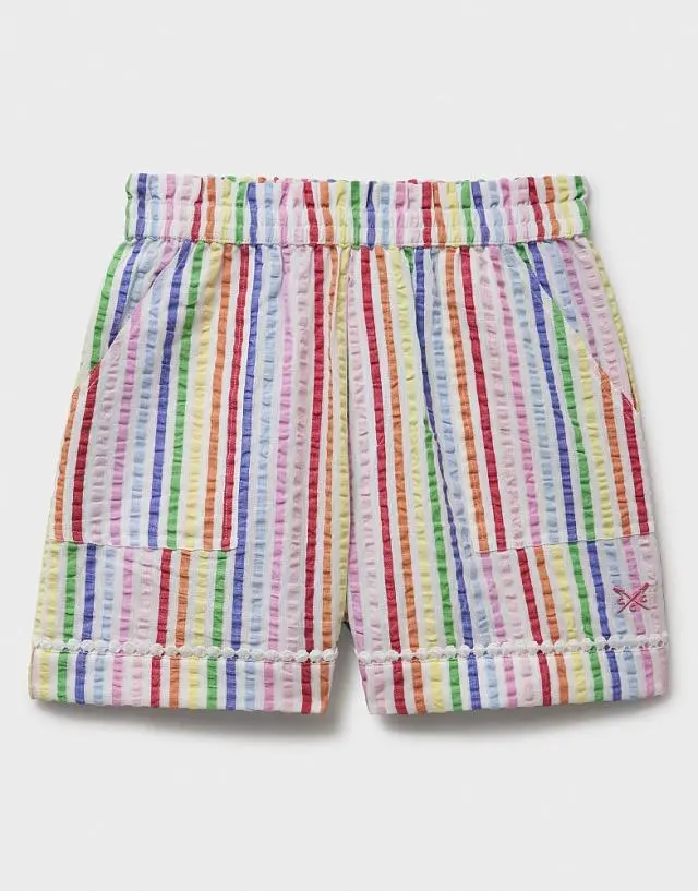 Crew Clothing Stripe Seersucker Cotton Shorts in Pastel