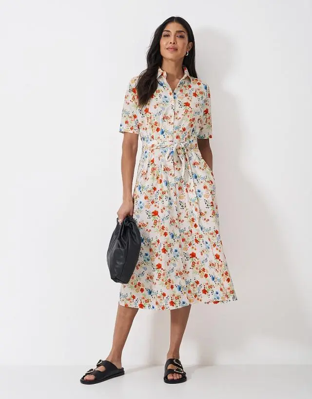Crew Clothing Fern Darted Shirt Dress in Multicolour Floral