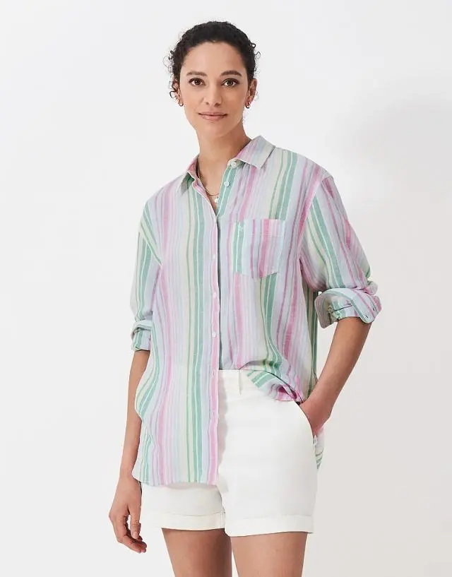 Crew Clothing Linen Blend Shirt in Multicolours