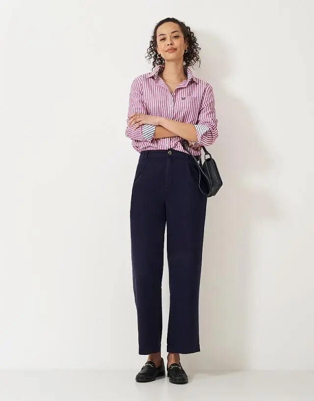 Crew Clothing Wide Leg Twill Trouser in Navy